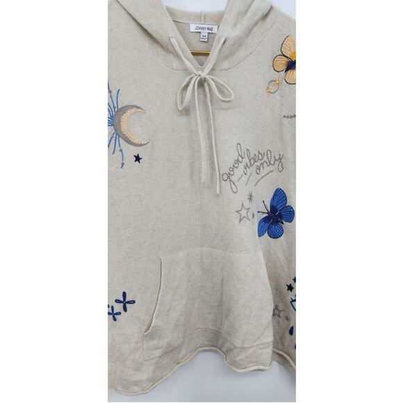 EUC Johnny Was Cashmere Good Vibes Embroidered Hooded Poncho One Size - Picture 7 of 10